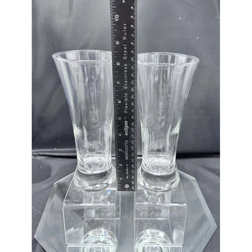 Vintage Libbey Flare Beer Glasses Clear Glass‎ Pilsner Set Of 2